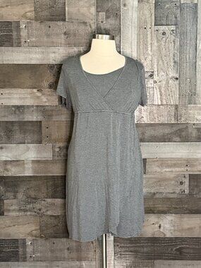 Gray faux wrap pregnancy dress XXLarge maternity minimalist flowy feminine
